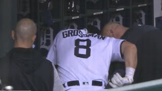 Robbie Grossman fouls a ball off of his knee and leaves the game [upl. by Libna]