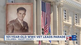 101yearold World War II veteran serves as grand marshal for Columbia parade [upl. by Hennie778]