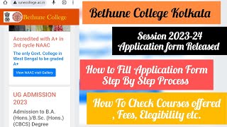 Bethune College Kolkata Application Form Released Now How To Fill Application form Step By Step [upl. by Aidualc]