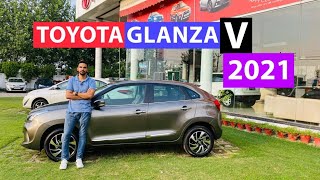 2021 Toyota Glanza V Variant Detailed Review with On Road Price  New Toyota Glanza  CarQuest [upl. by Parthen]