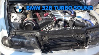 BMW E46 328i M52B28 turbo engine sound turbo whistle and loud pops bangs [upl. by Ahsielat]