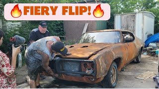 Can this BURNED DOWN Pontiac be saved Roasted Goat 1968 GTO Revival with Pole Barn Garage [upl. by Eudoca568]