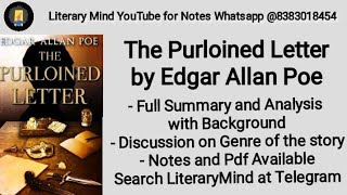 The Purloined Letter by Edgar Allan Poe Full Summary and Analysis in Hindi Exam Special English H [upl. by Feeley]