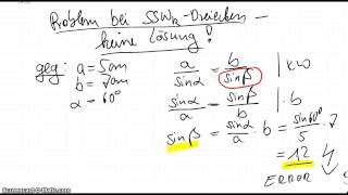 Trigonometrie  Problem Sinussatz SSWk Teil 2 [upl. by Mcculloch]