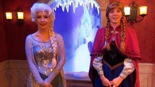 Anna and Elsa Meet amp Greet w Talking Olaf at Fantasyland Frozen Royal Reception Disneyland [upl. by Goran514]