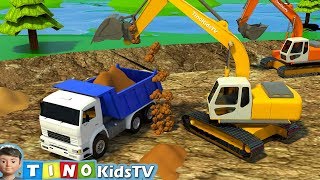 Backhoe Excavator  Kids Show Construction Vehicles on Job Site  Animation Cartoon [upl. by Cloe]