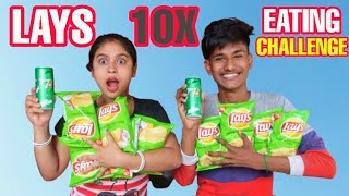 10X Lays Eating Show  Lays amp 7up Eating Challenge  Food Challenge In Bengali  Diya Nag [upl. by Orsa]