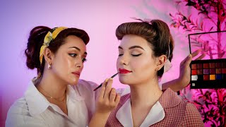 ASMR Satisfying PinUp Perfect 1950s Makeup  ASMR Unintentional Triggers Soft Spoken Roleplay [upl. by Kimura456]