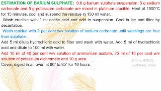 Gravimetry Estimation of BaSO4 by Shom Prakash Kushwaha HYGIA INDIA [upl. by Ortiz]