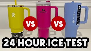 24 HOUR ICE TEST LEAK TEST Stanley vs HydroJug vs HydroFlask [upl. by Nelleh]