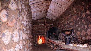 Building Warm and Comfortable Dugout for the Winter  Bushcraft Survival Shelter Cooking DIY Asmr [upl. by Immac]