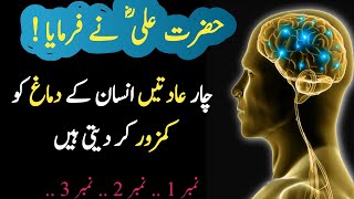 4 aadat insan k 🧠 ko kamzor karte hai  farman hazrat ali  quotes hazrat ali urdu [upl. by Alah]