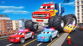 Big Monster Truck Madness vs Super Police Cars Chase Insane Road Rage Rampage Hero Cars Movie [upl. by Fleck512]