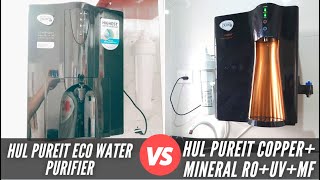 HUL Pureit Eco ROUVMF Water Purifier VS HUL Pureit Copper Mineral RO  UV  MF 7 stage Comparison [upl. by Zul]