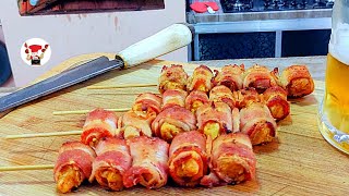 Como Fazer Espetinho de Frango e Bacon Churrasco Perfeito [upl. by Rempe910]