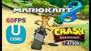 CEMU Mario Kart 8 ft CRASH BANDICOOT Wii U MK8 mods 60fps 1440p 4790k PC WIP [upl. by Ridan52]