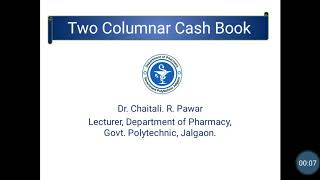 Two Columnar Cash Book DSBM S Y D Pharmacy [upl. by Broderic909]