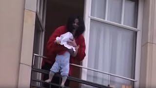 Michael Jackson dangles his baby over a hotel balcony [upl. by Lanos]