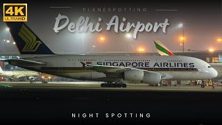 4K Night Plane Spotting  Singapore A380  Delhi Airport Plane Spotting  Air India A350  B777 [upl. by Artimed]