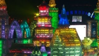 Ice and snow festival lights up Chinese city [upl. by Erleena]