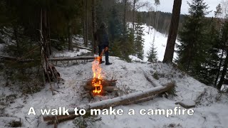 A walk on snow to make a campfire [upl. by Onnem]