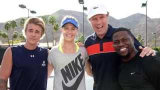 Genie Bouchard Teams With Celebrity Crush  Kid Beats Federer Jimmy Connors Last Match [upl. by Yknip880]