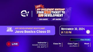 APP DEVELOPMENT BOOTCAMP  Java Basics Class 01 [upl. by Frechette]