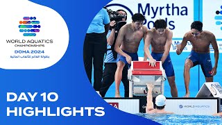 Day 10  Highlights  World Aquatics Championships  Doha 2024 [upl. by Nilahs619]