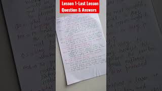 Class 12 English  Last Lesson Question and answers [upl. by Haisi]