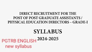 pgtrb new syllabus  PGTRB ENGLISH new syllabus  pg trb english new syllabus 2024 [upl. by Hannavas]