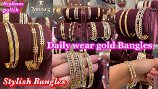 Tanishq New rodium polish gold bangle Designs  Daily wear gold Bangles  Gold Bangles [upl. by Topliffe]