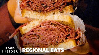 How Traditional Pastrami Is Made In New York City  Regional Eats [upl. by Ecinereb]