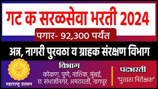 गट क सरळसेवा भरती । महाराष्ट्र सरकार जॉब  Maha Food Requirement 2024  Maharashtra Govt Jobs 2024 [upl. by Ananna135]