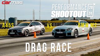 DRAG RACE BMW M2 Auto vs MercedesAMG A45 S [upl. by Nunciata676]