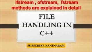 FILE HANDLING  CONCEPT IN C  IFSTREAM  OFSTREAM  FSTREAM [upl. by Fong870]