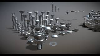 LowPoly Nut and Bolt Package  Perspective 1 [upl. by Hagerman358]