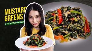 HOW TO COOK MUSTARD GREENS RECIPE  Southern Style  Quick and Easy Vegetarian Recipe [upl. by Ruelle]