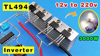 How to make a Powerful Inverter 12v DC to 220v AC using TL494 50hz 60hz Invereter [upl. by Okiruy741]