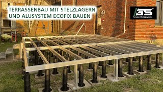 Terrassenbau mit Stelzlagern und Alusystem WPC Dielen Terrasse bauen  stabile Terrasse selber bauen [upl. by Esinyt]