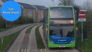 Stagecoach East Cambridgeshire Busway B Full Route Visual Peterborough to Cambridge [upl. by Adnohr]