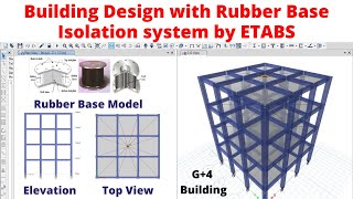 Building design with rubber base Isolation system by ETABS Software  Civil engineering  online [upl. by Yemorej]