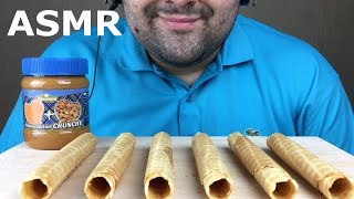 ASMR WAFER ROLLS and PEANUT BUTTER Crunchy Eating Sounds NO TALKING [upl. by Elleryt]