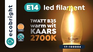 Led filament E14 kaarslamp warm wit 1W B35  17100004 [upl. by Lafleur]