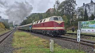 Sonderzug mit 86 13333 und 118 7574 Abfahrt AnnabergBuchholz Süd [upl. by Zsa]