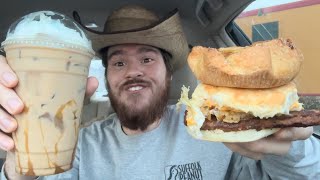 Biscuitville Loaded Meatloaf Biscuit Hashbrown Casserole Apple Blossom and Dressed Latte Review [upl. by Enellij808]