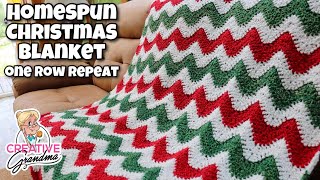 CROCHET Homespun Christmas Blanket Tutorial  One Row Repeat lionbrandyarn [upl. by Mercedes838]