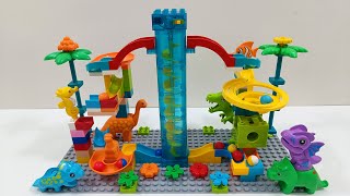 MINDBLOWING Marble Run Coaster with Lion Tunnel and Dinosaur Course [upl. by Adrienne]