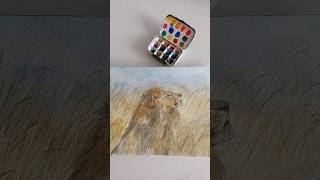 Gouache vs watercolor art watercolor drawing painting animal lion shorts artwork artist [upl. by Suzette]