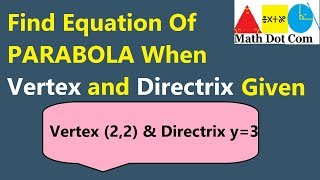 Find Equation of Parabola Given Vertex and Directrix Conic Sections Math Dot Com [upl. by Alleuqram]