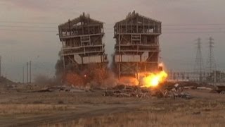 California Power Plant Implosion Video Demolition Spectators Injured by Flying Shrapnel [upl. by Nenad]